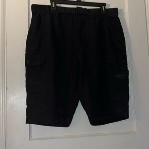 Lightweight, black cargo shorts